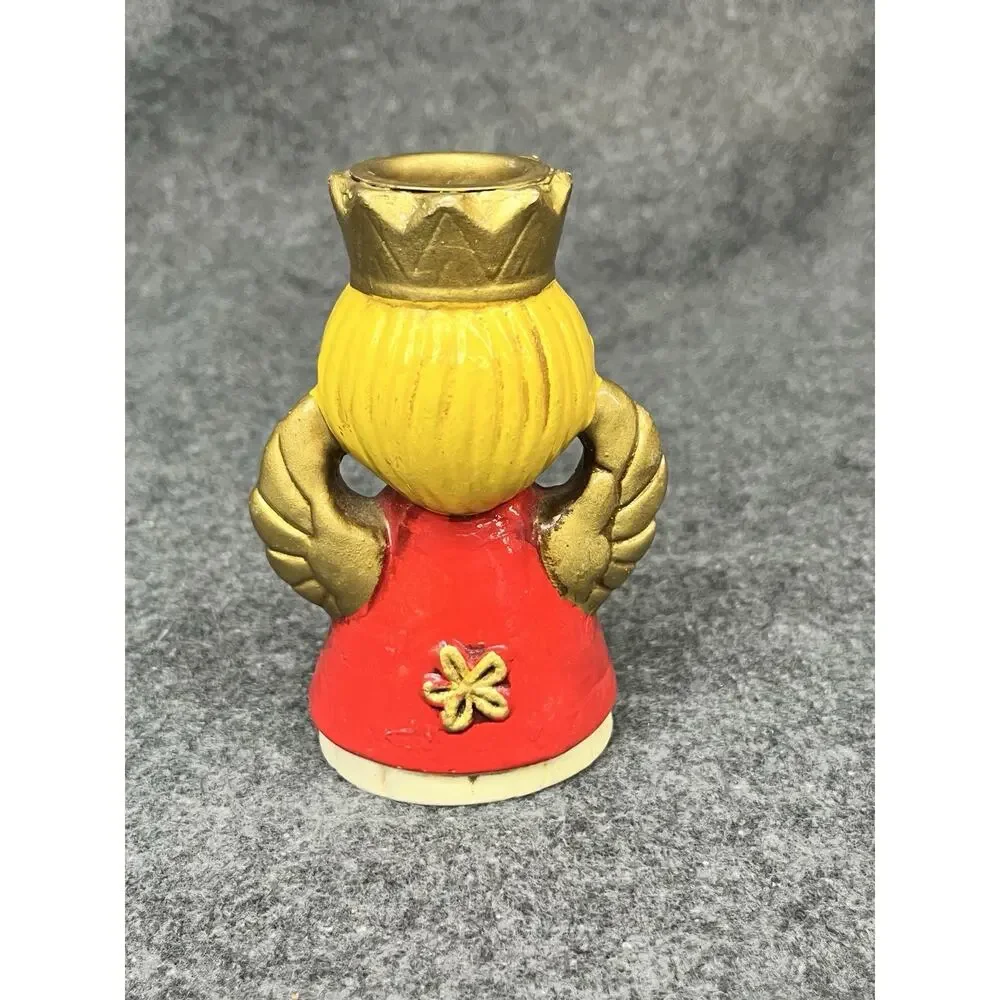 VTG ARDCO Christmas Angel Candle Holder Chalkware Singing Choir Crown Japan MCM